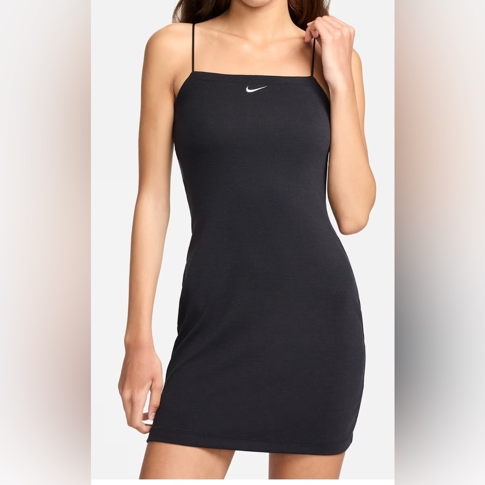 Nike Sportswear Chill Knit Black Women's Tight Mini-Rib Cami Dress; size XL - Picture 6 of 6